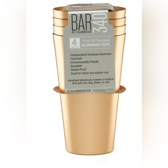 Cambridge Gold Aluminum Cups Set of 4 - Picture 1 of 4